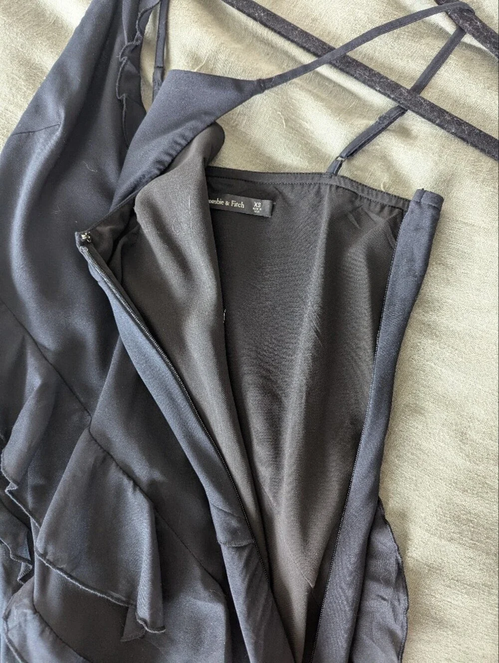 Abercrombie & Fitch Black Ruffle V-Neck Maxi Dress